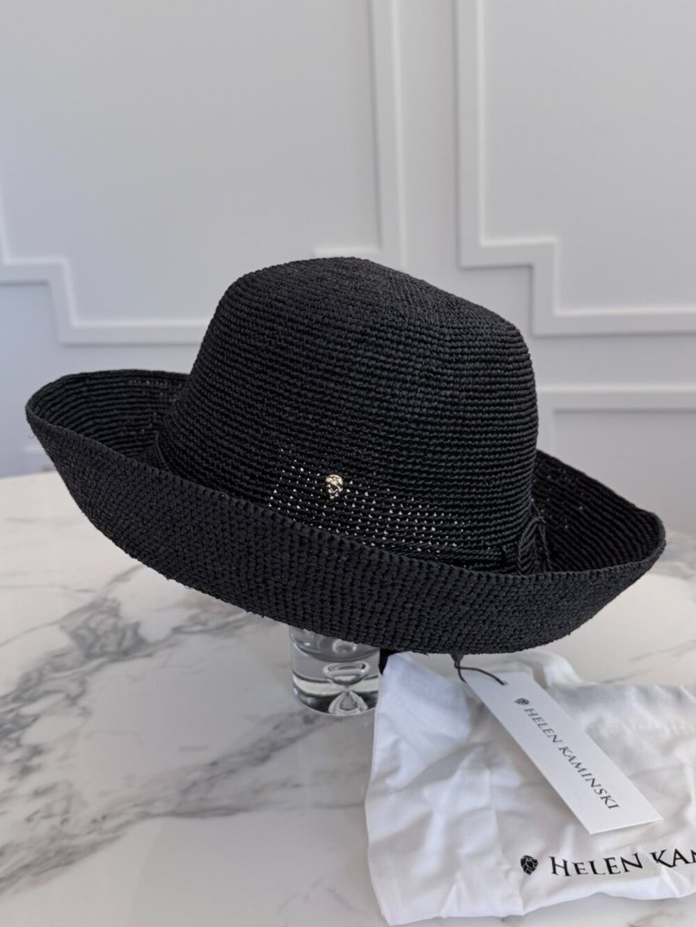 NWT - Helen Kaminski Provence 10 Raffia Hat - Charcoal - Picture 5 of 7